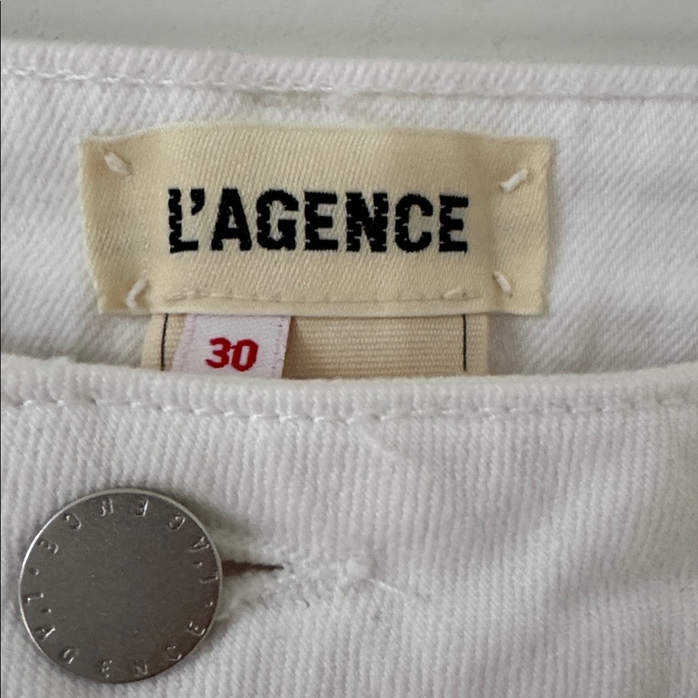NWT L Agence Nadia Cropped White Jeans Size 30 - Picture 7 of 11